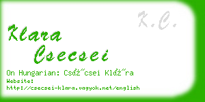 klara csecsei business card